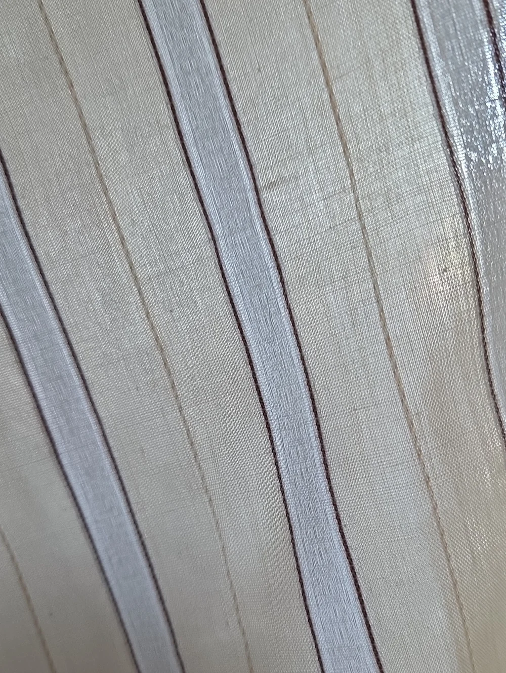 Stripes Vintage Sheer Cotton Brown Cream White Sewing Fabric 2.89yds